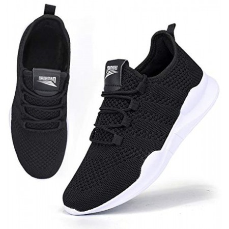 Women's Walking Shoes Tennis Sneakers Casual Lace Up Lightweight Running Shoes Black